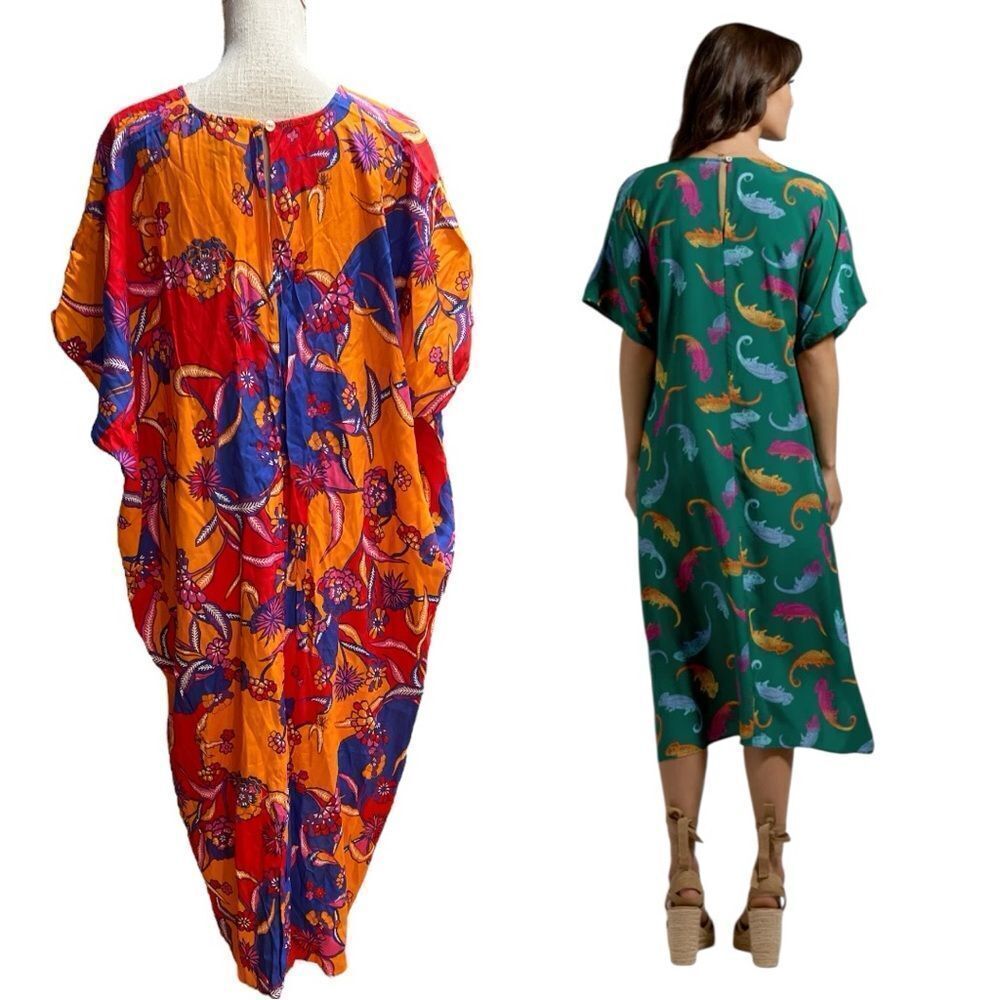 ModCloth My Chillest Thrill Kaftan Dress In Vibrant Multicolor Size S - Picture 6 of 6